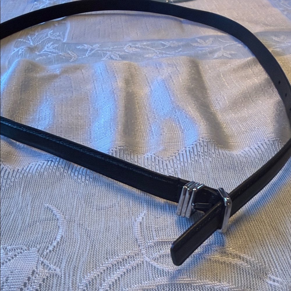 Black Leather Belt with Silver Buckle